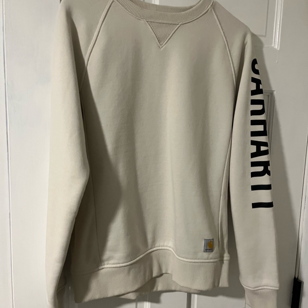 Carhartt Women's Cream Sweatshirt with Black Logo